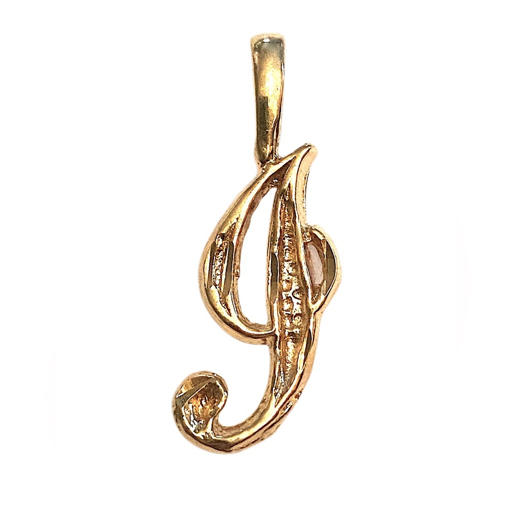 J initial Letter Necklace Pendant Gold